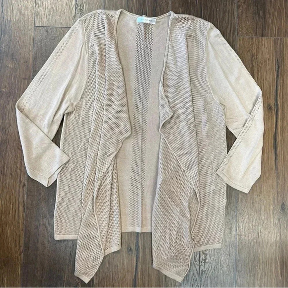 August silk tan open cardigan SZ XL - Picture 1 of 4